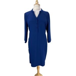Chico's Size Zenergy UPF Neema Knit-Inset‎ Dress size 2.5 US 14 Blue UPF 50